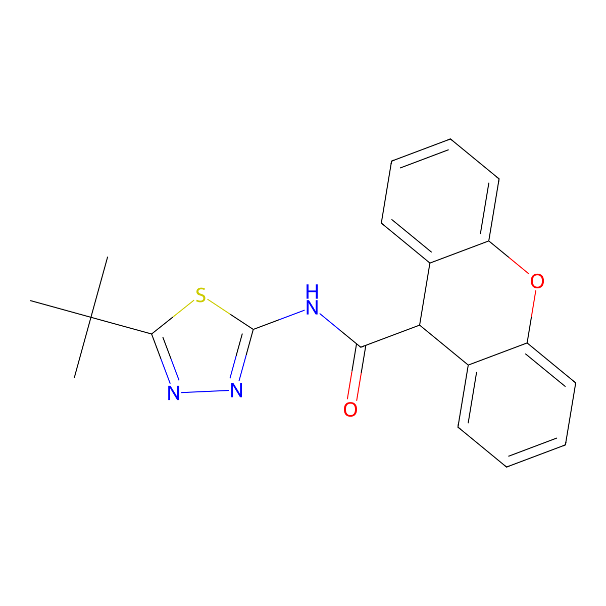 N-(5-tert-butyl-1,3,4-thiadiazol-2-yl)-9H-xanthene-9-carboxamide molecular structure, CAS 448912-37-6