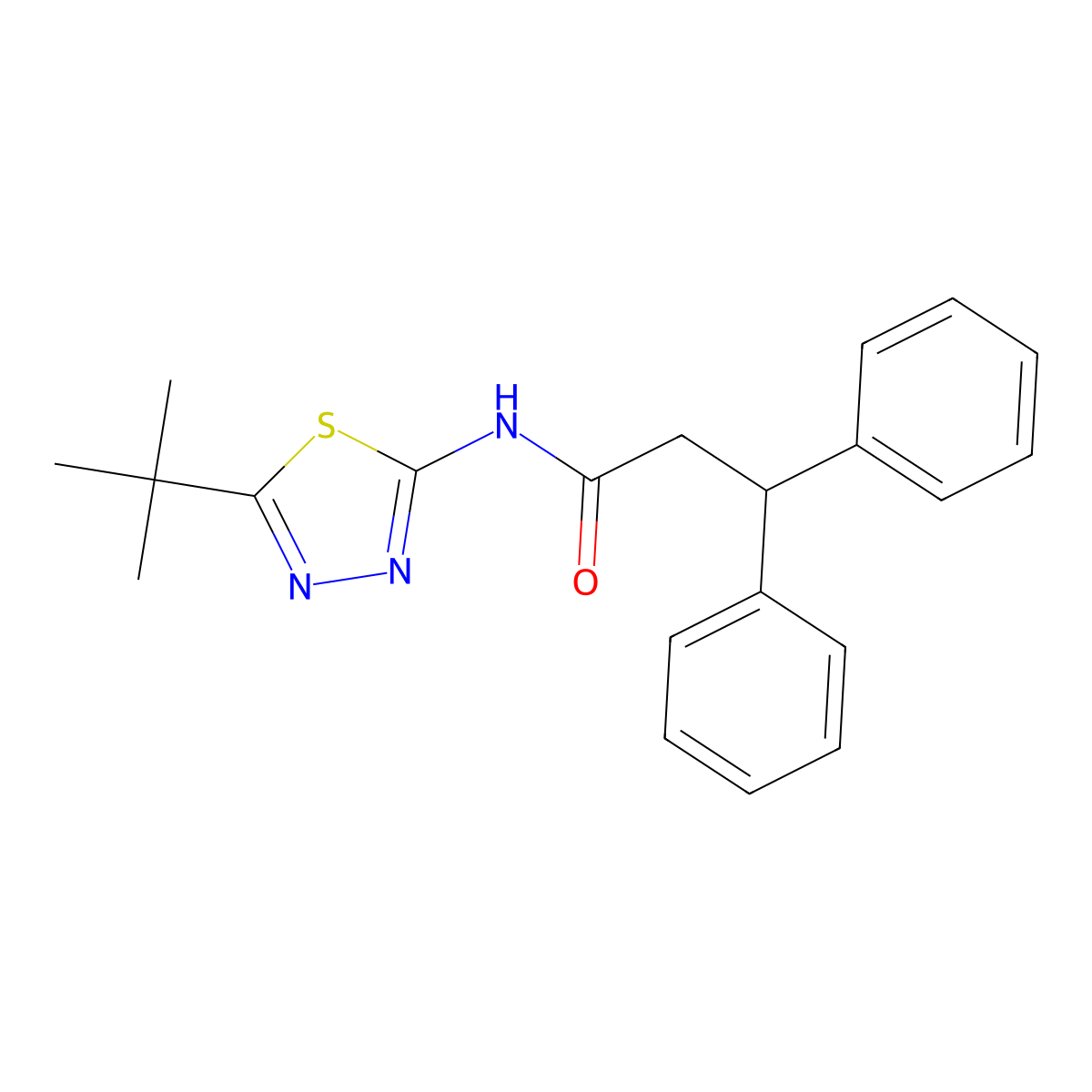 N-(5-tert-butyl-1,3,4-thiadiazol-2-yl)-3,3-diphenylpropanamide molecular structure, CAS 448912-66-1