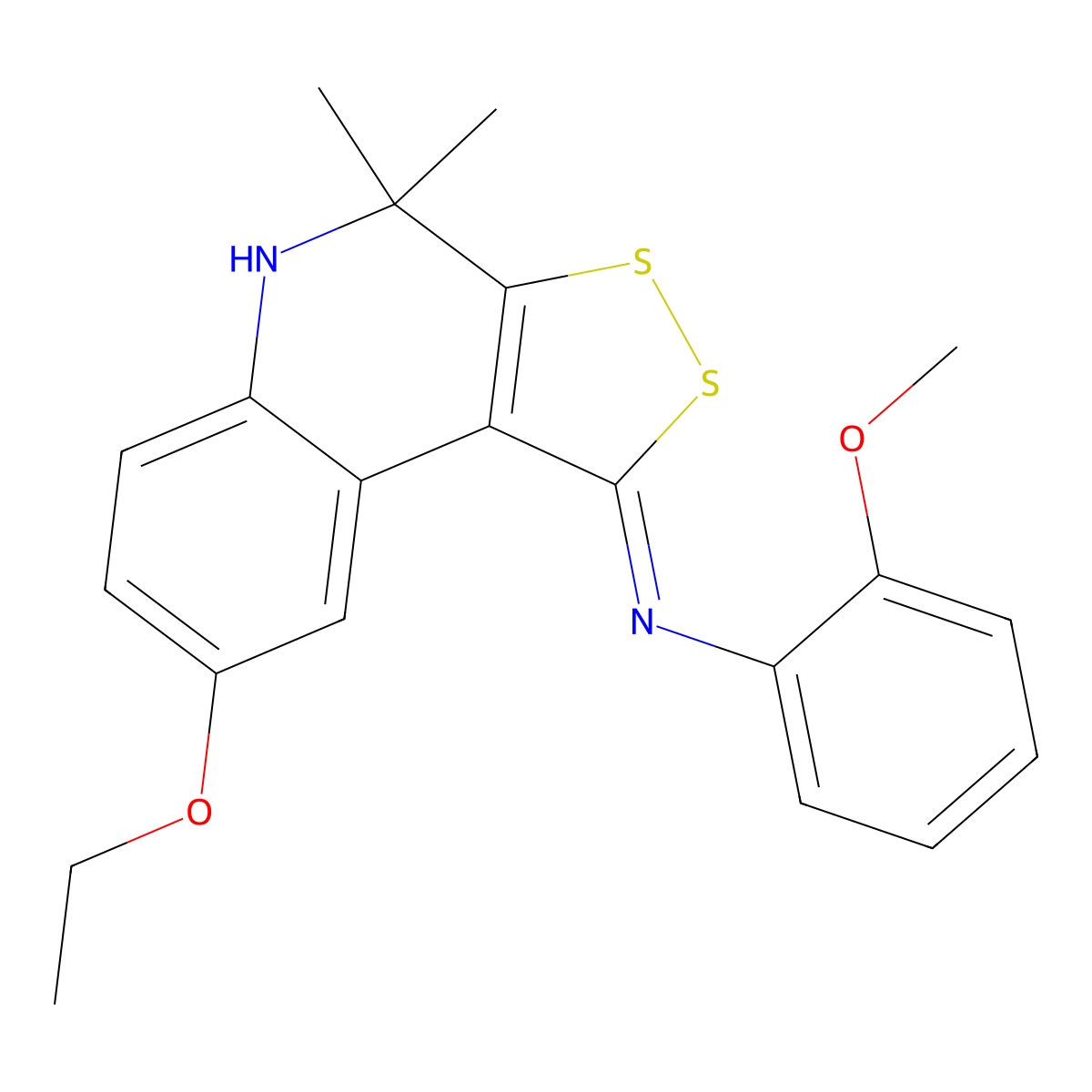 8-ethoxy-N-(2-methoxyphenyl)-4,4-dimethyl-5H-dithiolo[3,4-c]quinolin-1-imine molecular structure, CAS 448912-93-4