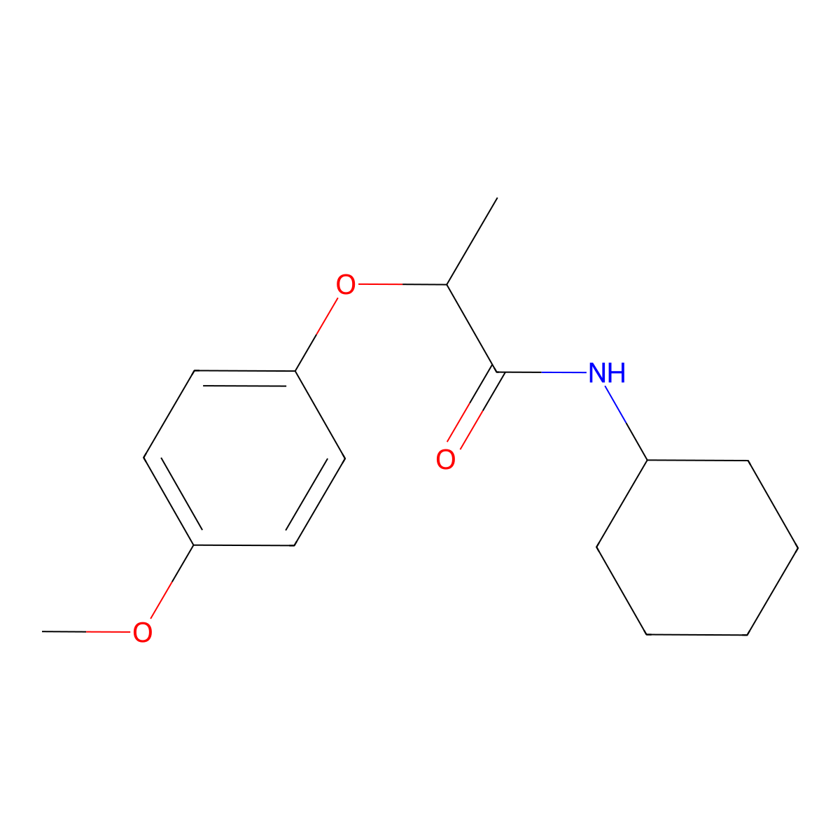 N-cyclohexyl-2-(4-methoxyphenoxy)propanamide molecular structure, CAS 448913-00-6