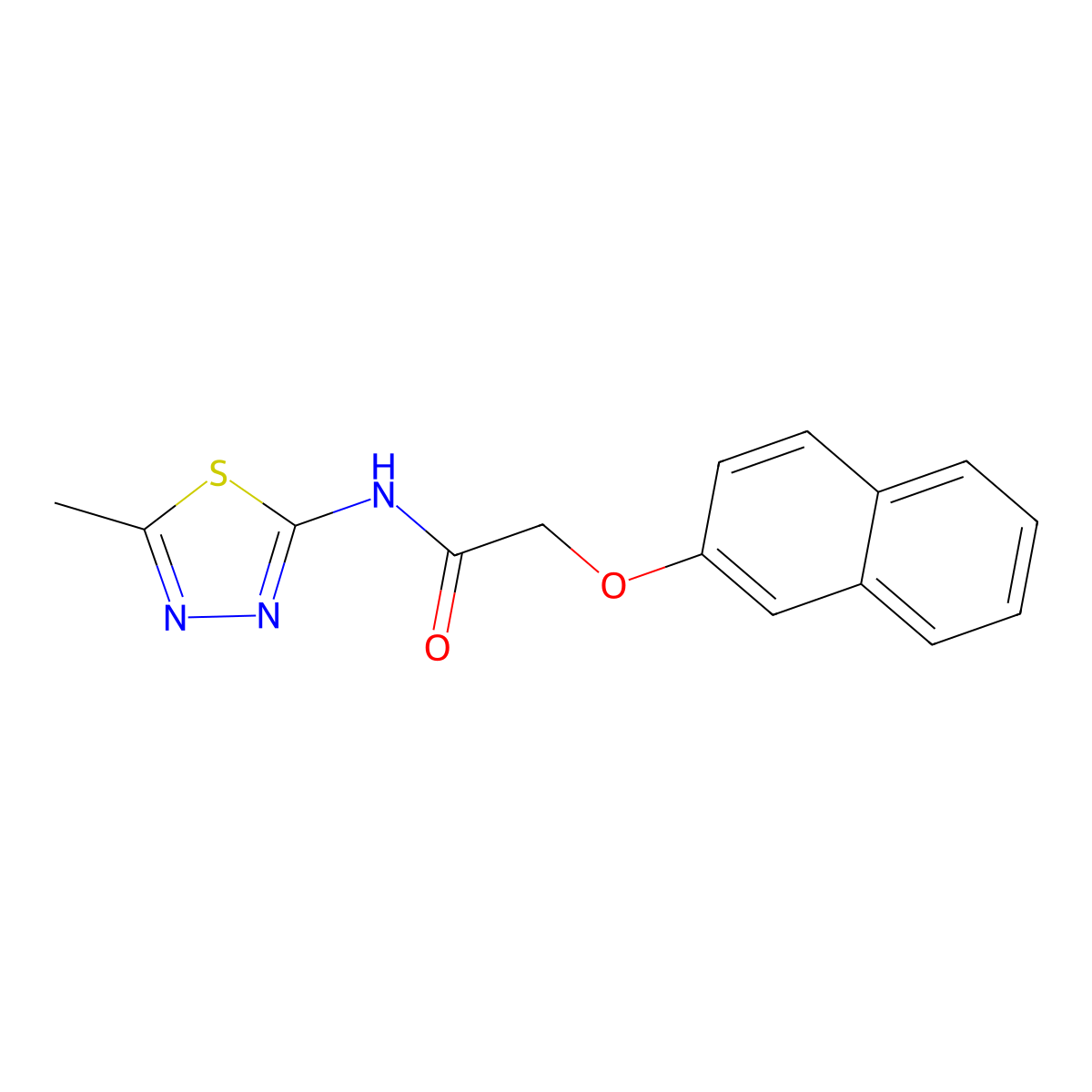 N-(5-methyl-1,3,4-thiadiazol-2-yl)-2-(naphthalen-2-yloxy)acetamide molecular structure, CAS 448914-23-6