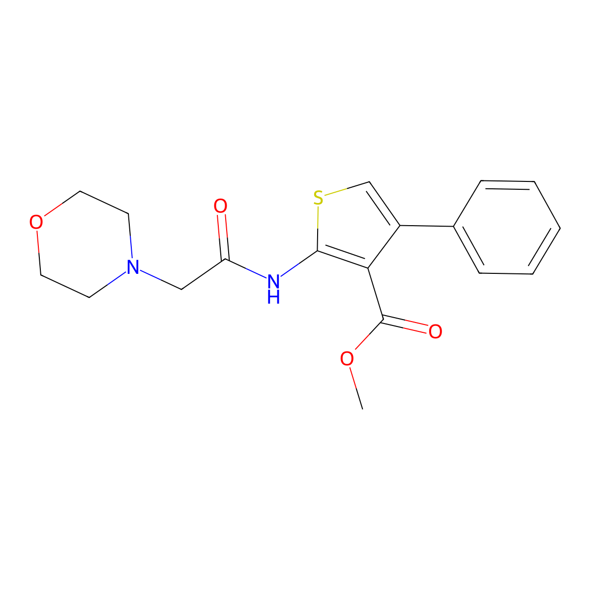 Methyl 2-(2-morpholinoacetamido)-4-phenylthiophene-3-carboxylate molecular structure, CAS 448914-53-2