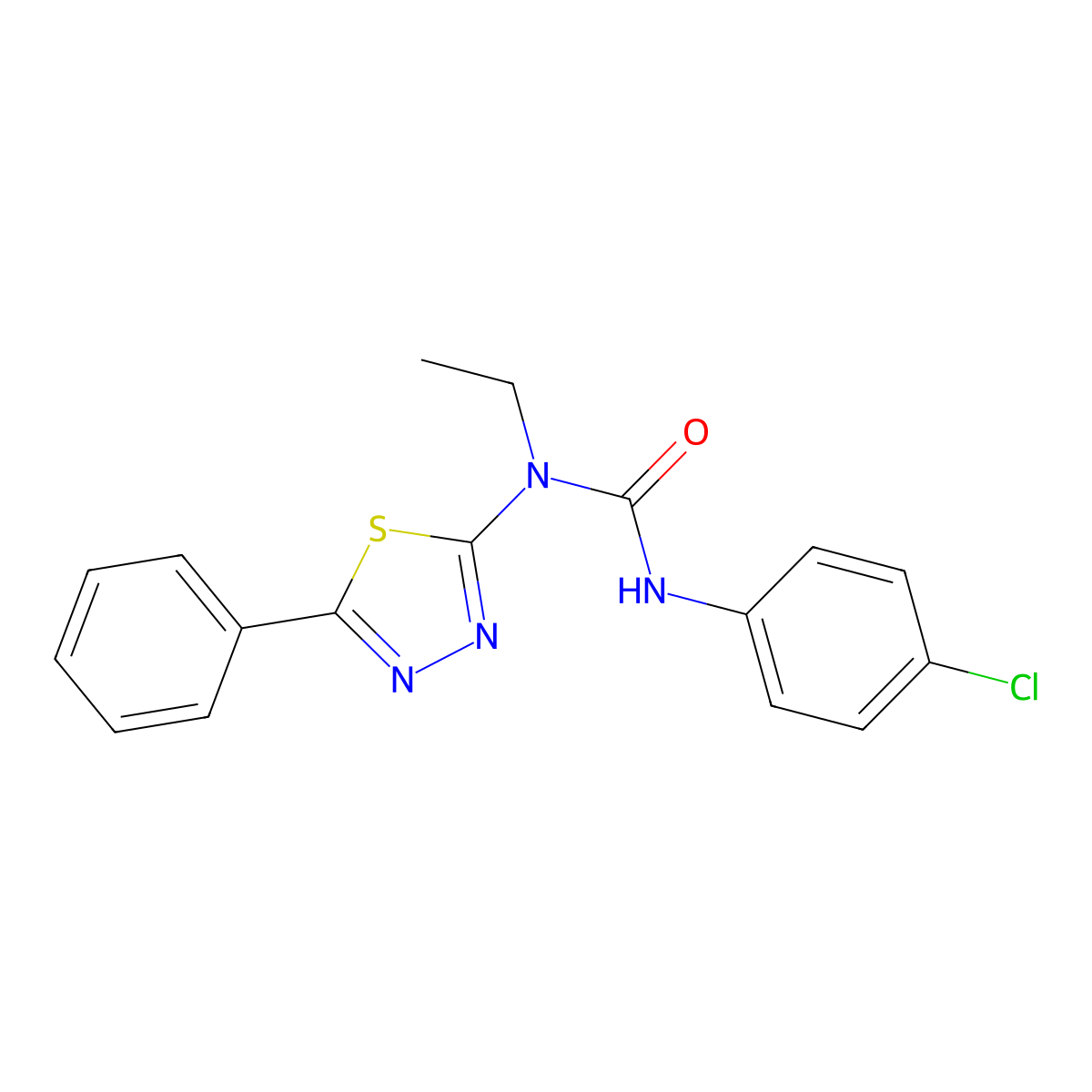 3-(4-Chlorophenyl)-1-ethyl-1-(5-phenyl-1,3,4-thiadiazol-2-yl)urea molecular structure, CAS 448914-61-2