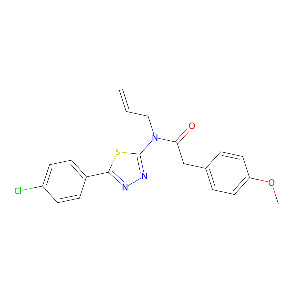 N-[5-(4-chlorophenyl)-1,3,4-thiadiazol-2-yl]-2-(4-methoxyphenyl)-N-(prop-2-en-1-yl)acetamide molecular structure, CAS 448914-67-8