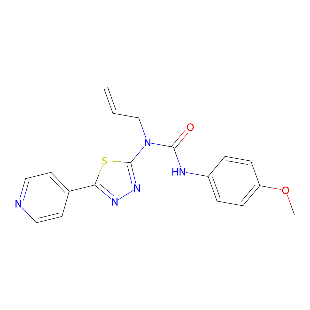 1-Allyl-3-(4-methoxy-phenyl)-1-(5-pyridin-4-yl-[1,3,4]thiadiazol-2-yl)-urea molecular structure, CAS 448914-70-3