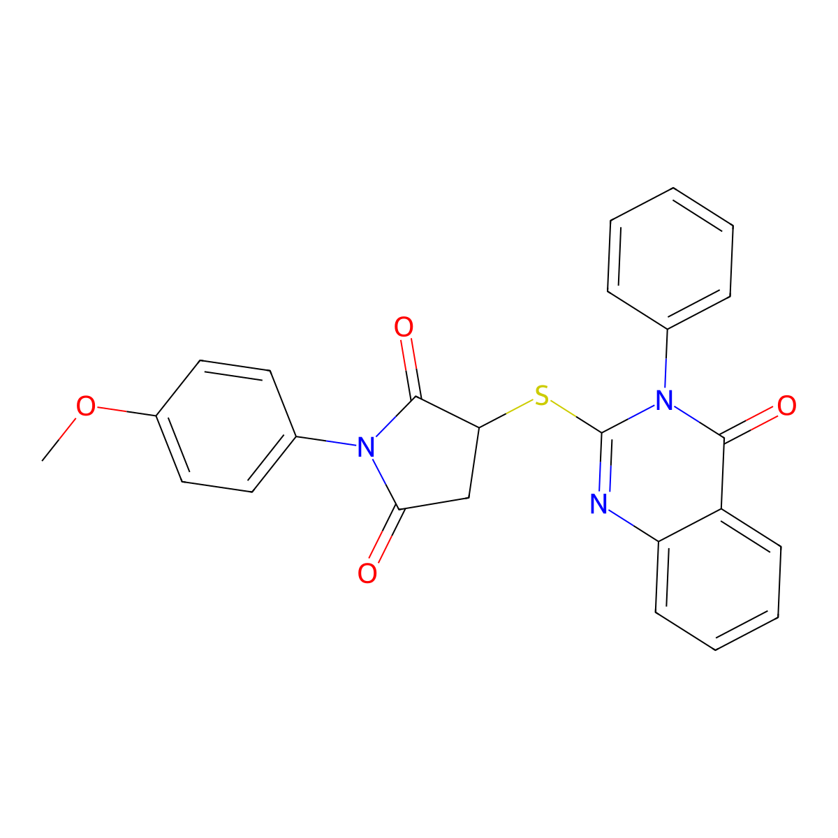 1-(4-Methoxyphenyl)-3-[(4-oxo-3-phenyl-3,4-dihydroquinazolin-2-yl)sulfanyl]pyrrolidine-2,5-dione molecular structure, CAS 448914-73-6