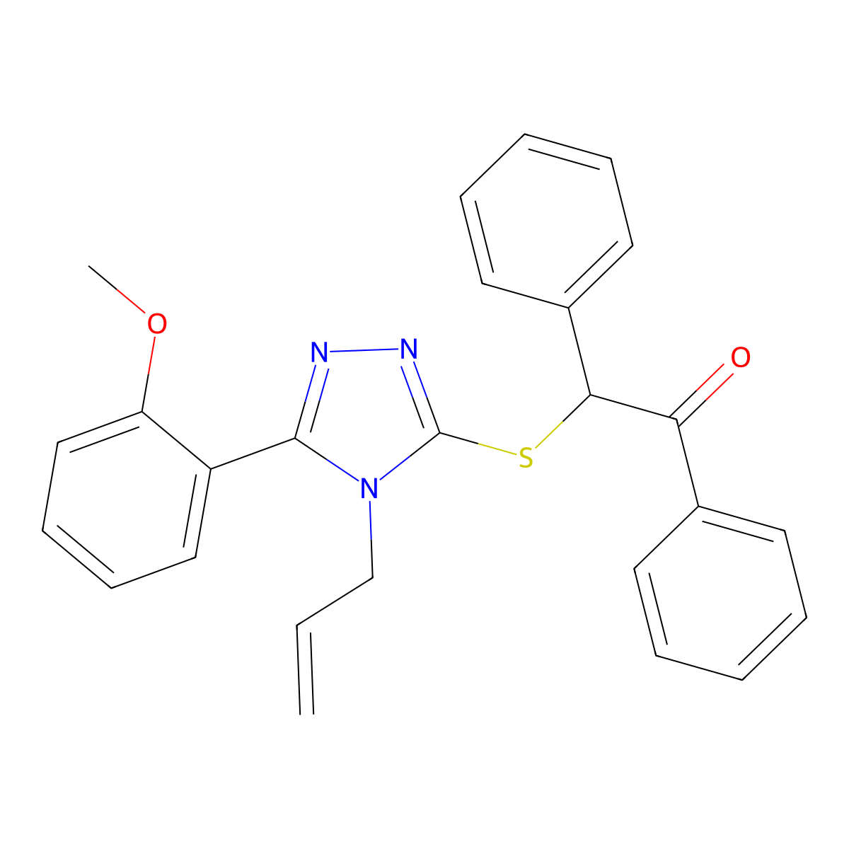 2-[[5-(2-Methoxyphenyl)-4-prop-2-enyl-1,2,4-triazol-3-yl]sulfanyl]-1,2-diphenylethanone molecular structure, CAS 448914-76-9