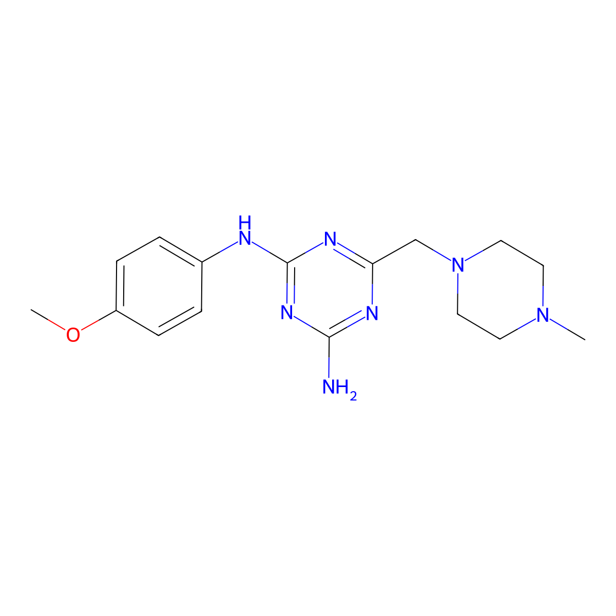 (6E)-6-[(4-methoxyphenyl)imino]-4-[(4-methylpiperazin-1-yl)methyl]-1,6-dihydro-1,3,5-triazin-2-amine molecular structure, CAS 448914-92-9