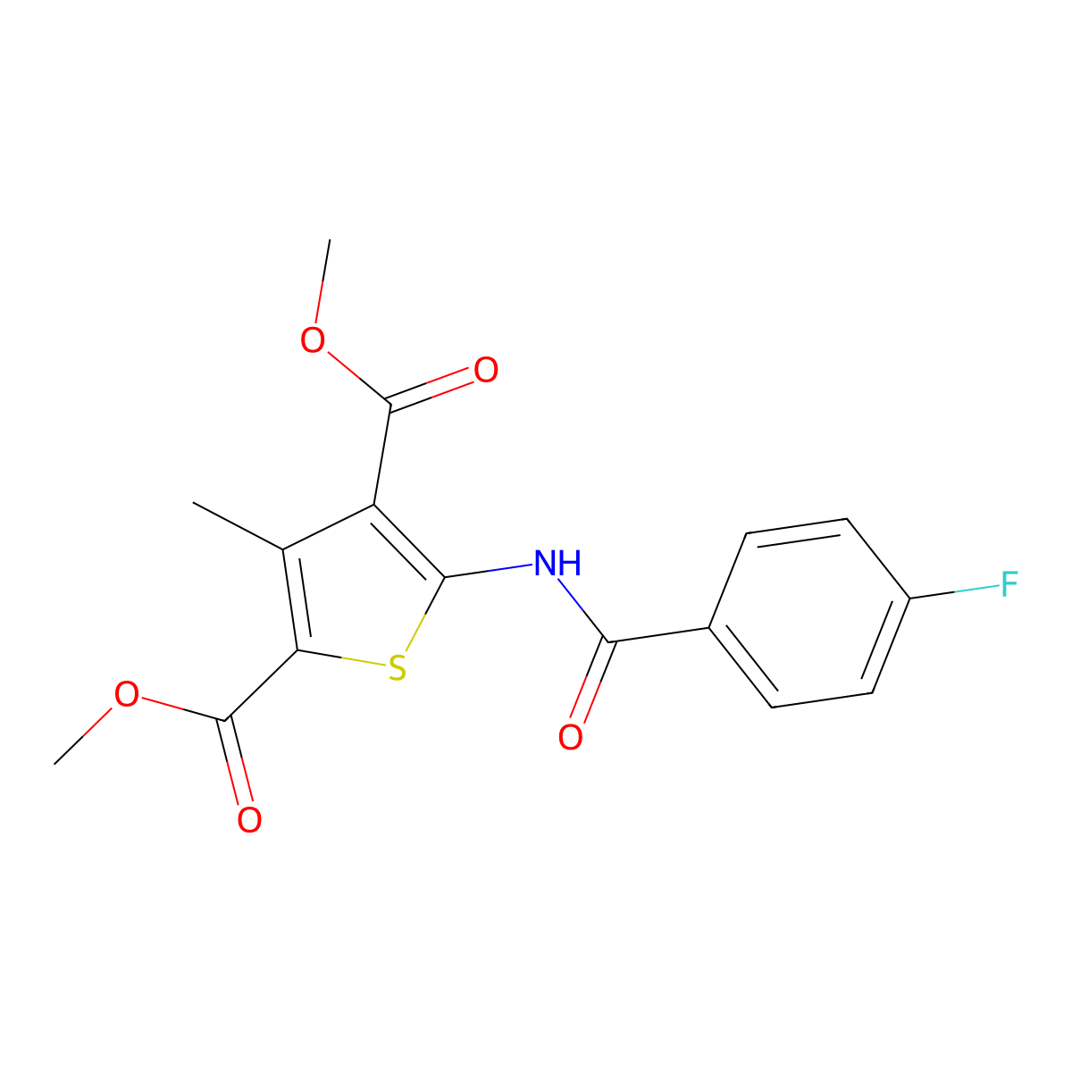 5-(4-Fluorobenzoylamino)-3-methylthiophene-2,4-dicarboxylic acid, dimethyl ester molecular structure, CAS 448915-00-2