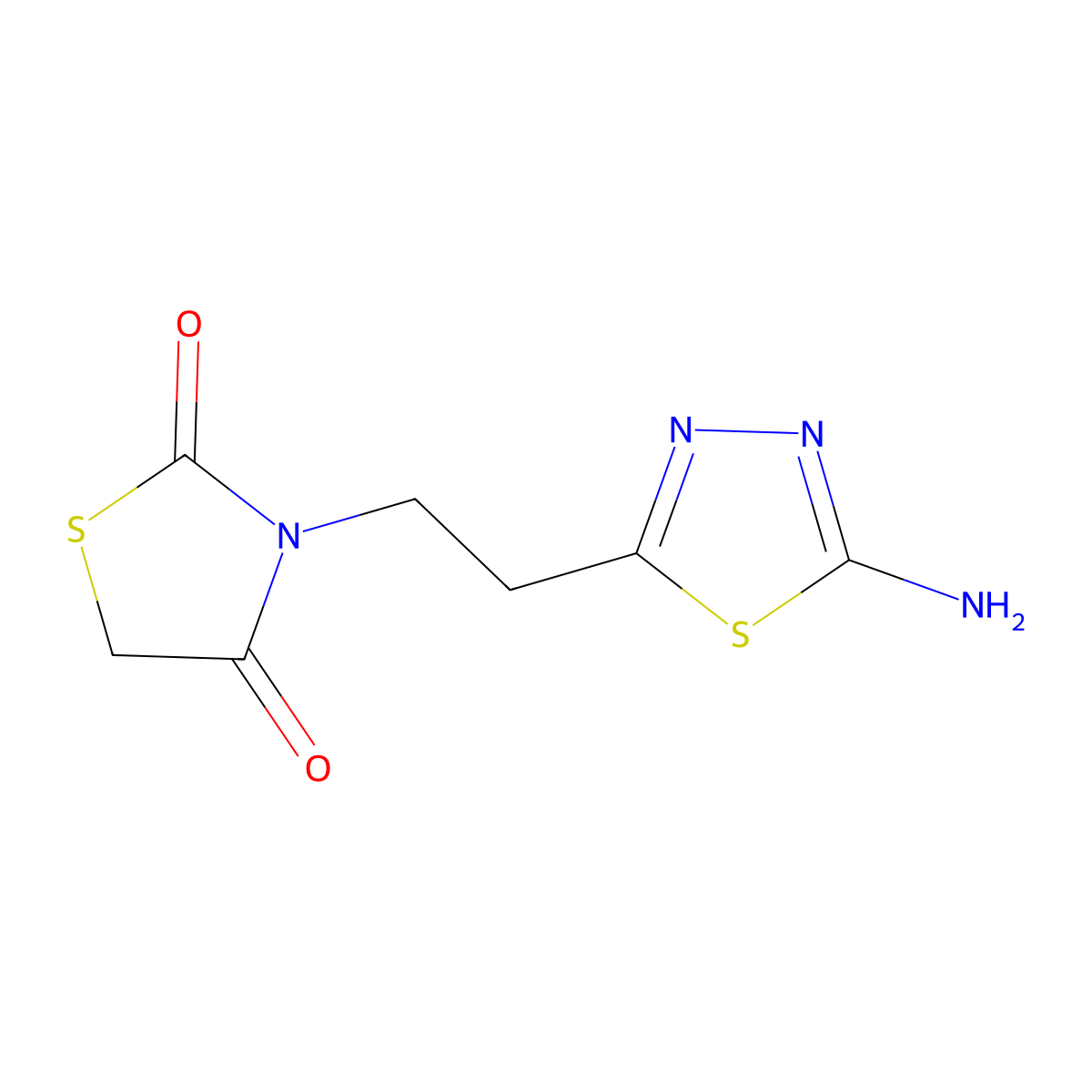 3-[2-(5-Amino-[1,3,4]thiadiazol-2-yl)-ethyl]-thiazolidine-2,4-dione molecular structure, CAS 448917-02-0