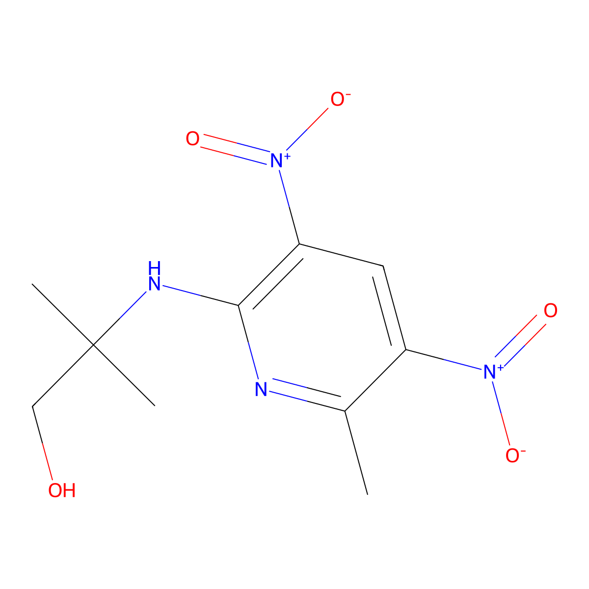 2-({3,5-Bisnitro-6-methyl-2-pyridinyl}amino)-2-methyl-1-propanol molecular structure, CAS 448917-72-4