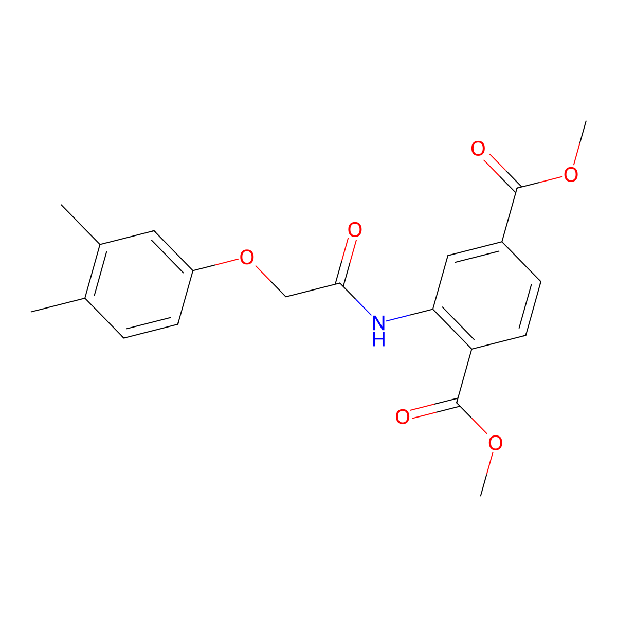 Dimethyl 2-{[(3,4-dimethylphenoxy)acetyl]amino}benzene-1,4-dicarboxylate molecular structure, CAS 448919-47-9