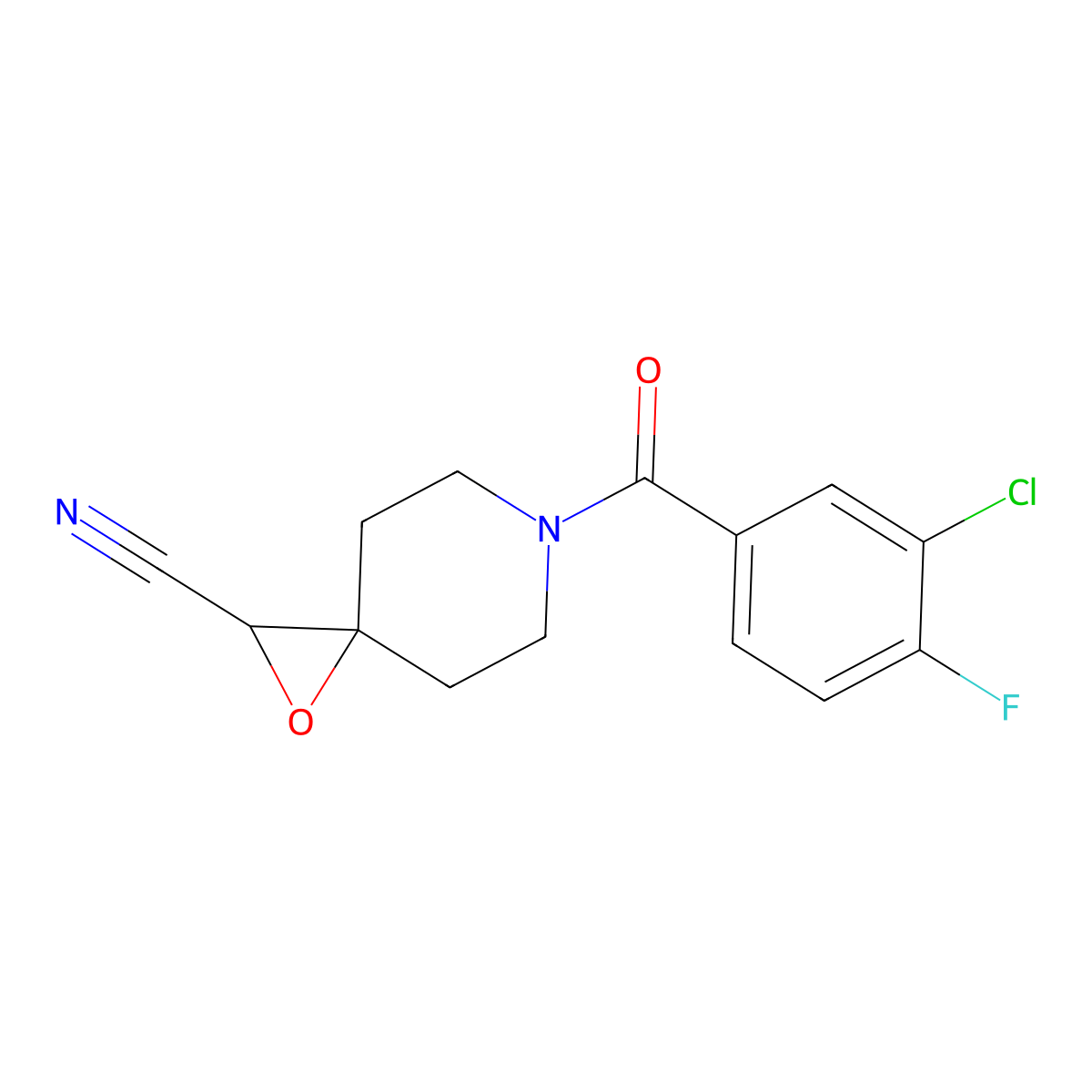 6-(3-chloro-4-fluorobenzoyl)-1-Oxa-6-azaspiro[2.5]octane-2-carbonitrile molecular structure, CAS 448920-97-6