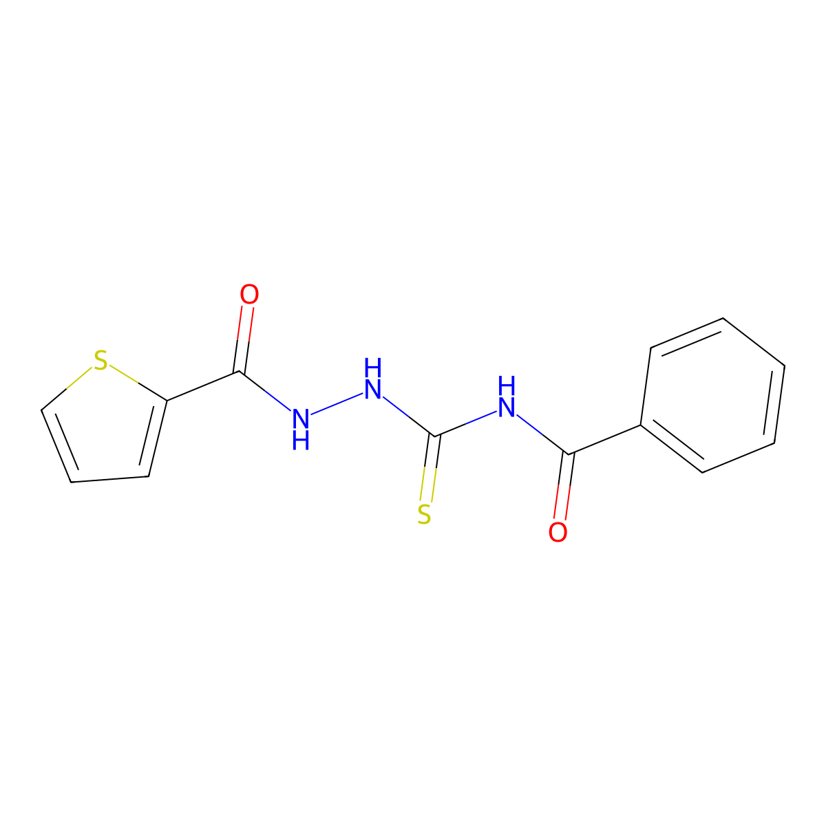 N-[[[oxo(thiophen-2-yl)methyl]hydrazo]-sulfanylidenemethyl]benzamide molecular structure, CAS 448929-00-8