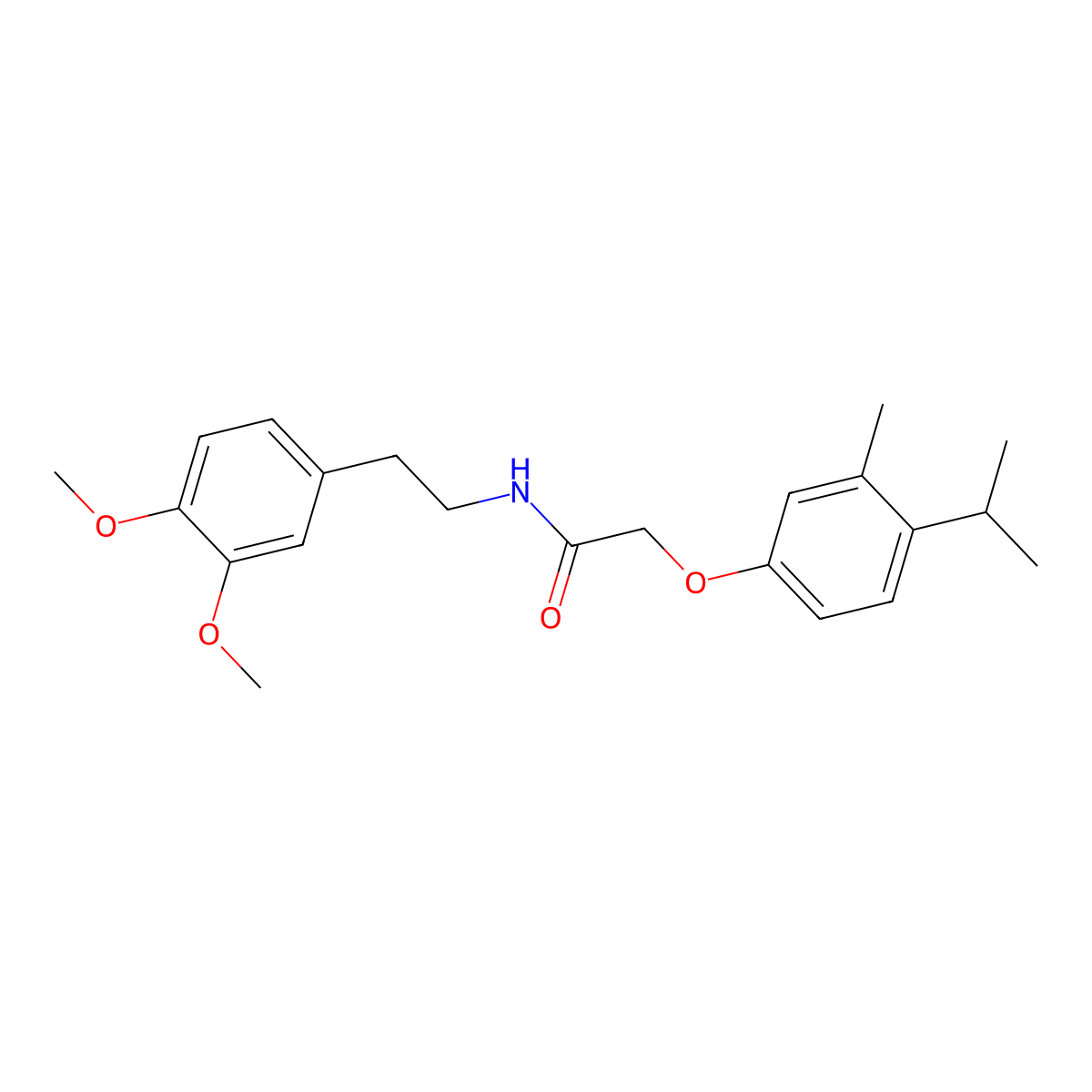 N-(3,4-dimethoxyphenethyl)-2-(4-isopropyl-3-methylphenoxy)acetamide molecular structure, CAS 448931-00-8
