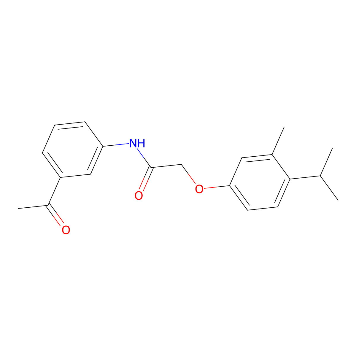 N-(3-acetylphenyl)-2-[3-methyl-4-(propan-2-yl)phenoxy]acetamide molecular structure, CAS 448931-26-8