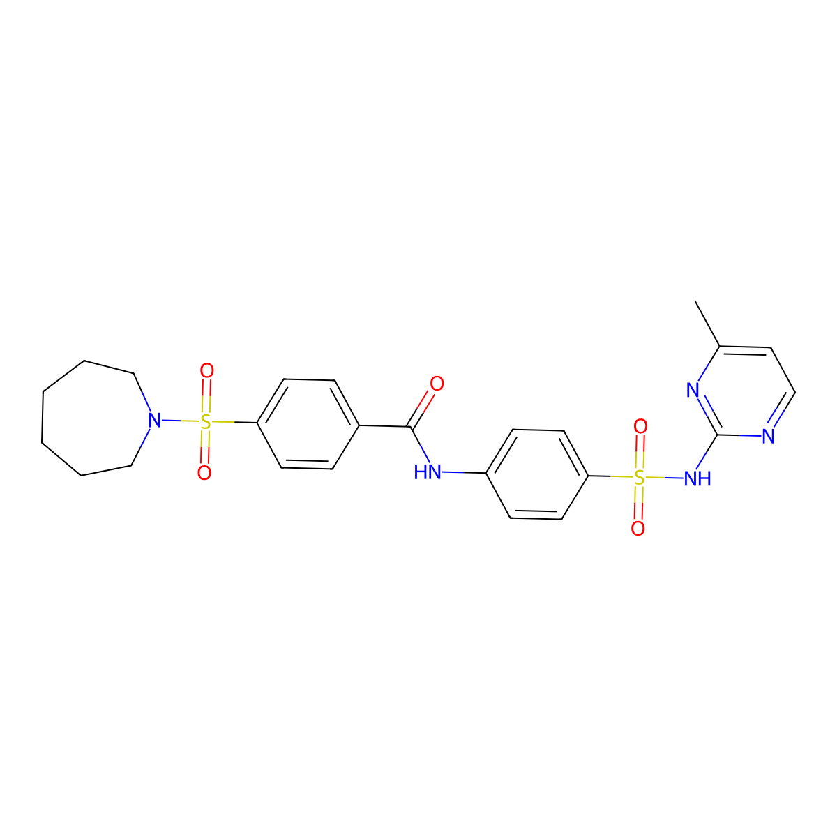 4-(azepan-1-ylsulfonyl)-N-[4-[(4-methylpyrimidin-2-yl)sulfamoyl]phenyl]benzamide molecular structure, CAS 448937-24-4
