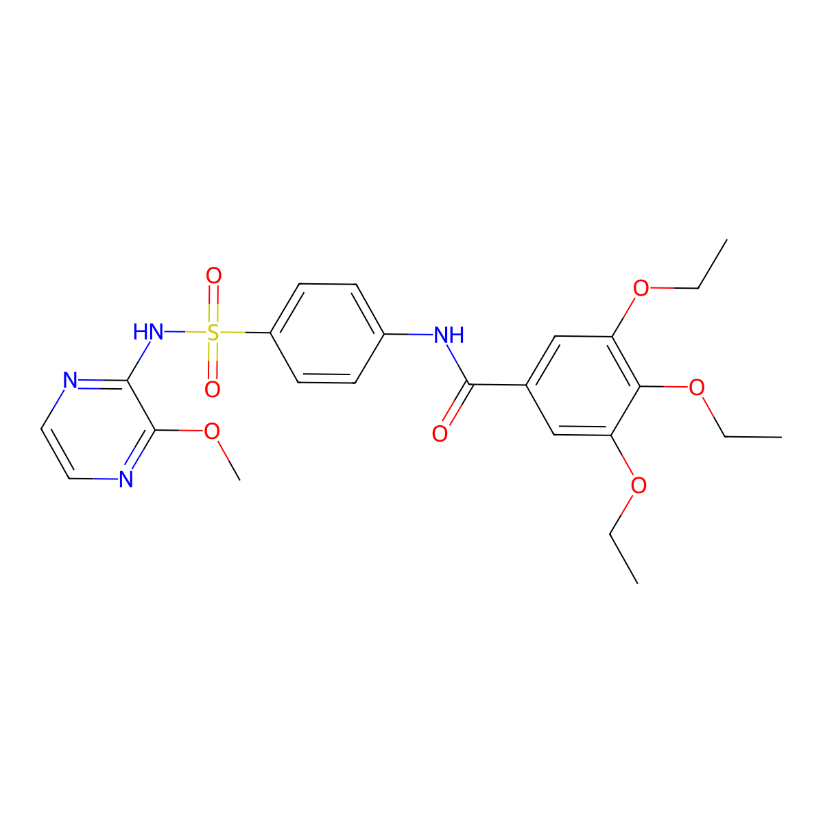 3,4,5-triethoxy-N-(4-(N-(3-methoxypyrazin-2-yl)sulfamoyl)phenyl)benzamide molecular structure, CAS 448937-33-5
