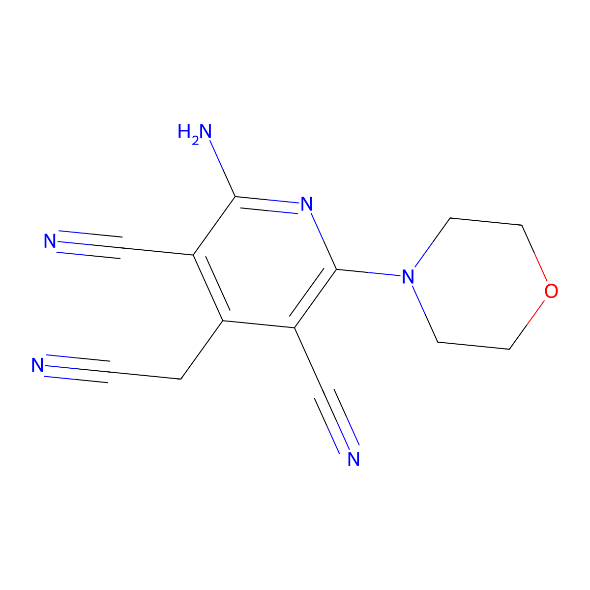 2-Amino-4-(cyanomethyl)-6-morpholin-4-ylpyridine-3,5-dicarbonitrile molecular structure, CAS 448939-86-4
