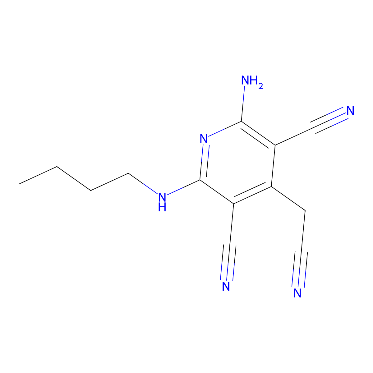 2-Amino-6-(butylamino)-4-(cyanomethyl)-3,5-pyridinedicarbonitrile molecular structure, CAS 448939-87-5