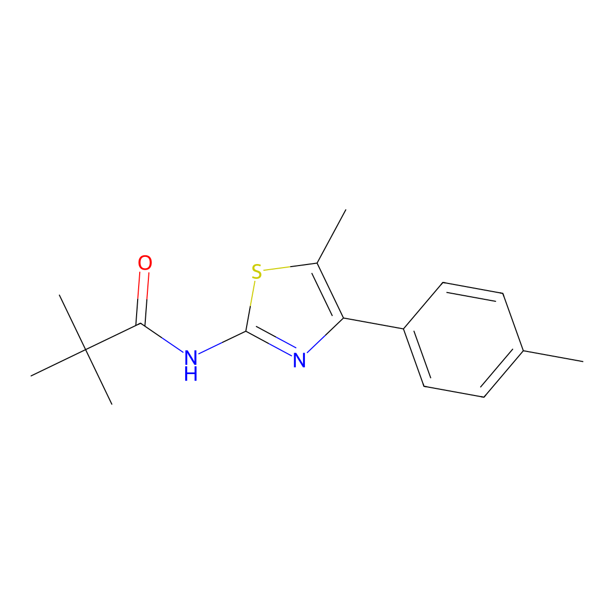 2,2-dimethyl-N-[5-methyl-4-(4-methylphenyl)-1,3-thiazol-2-yl]propanamide molecular structure, CAS 448939-99-9