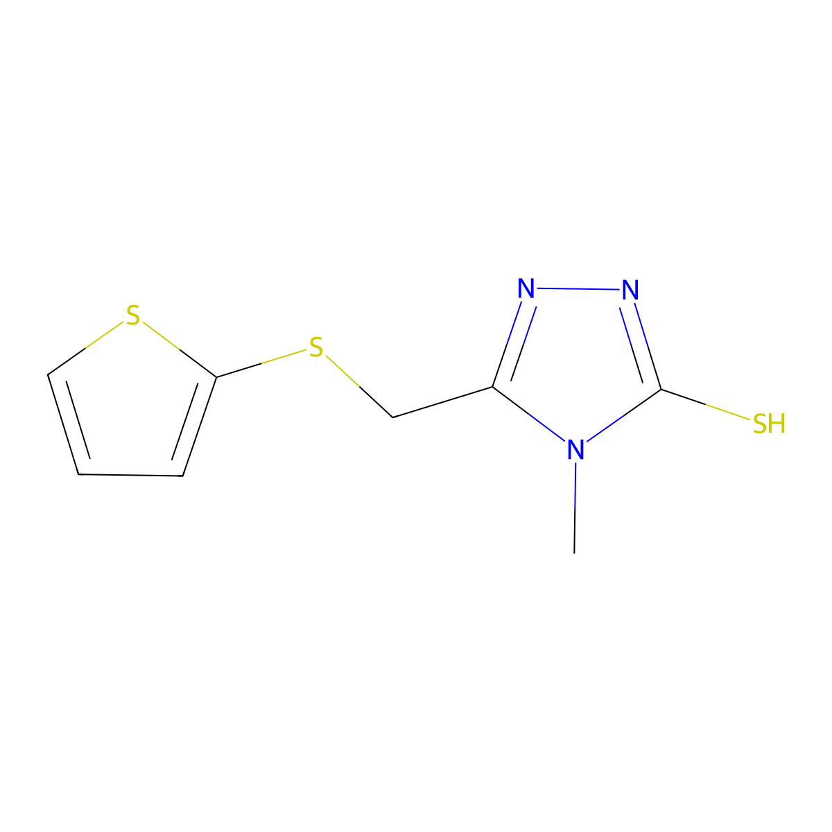 4-methyl-5-[(2-thienylthio)methyl]-4H-1,2,4-triazole-3-thiol molecular structure, CAS 448947-84-0