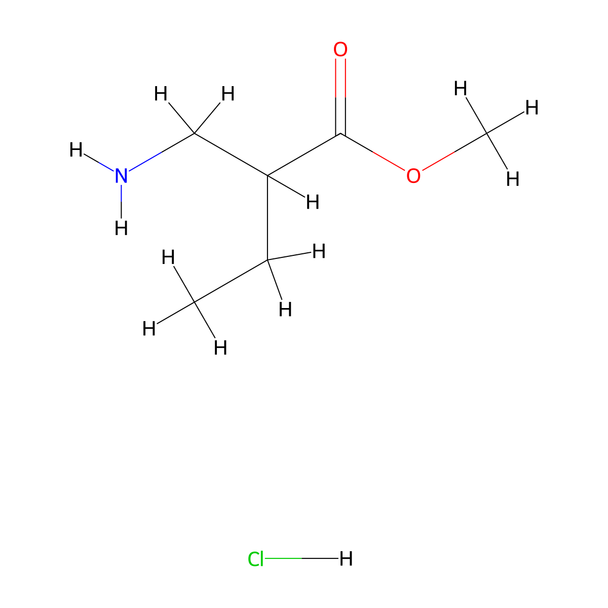 Methyl 2-(aminomethyl)butanoate hydrochloride molecular structure, CAS 448948-17-2