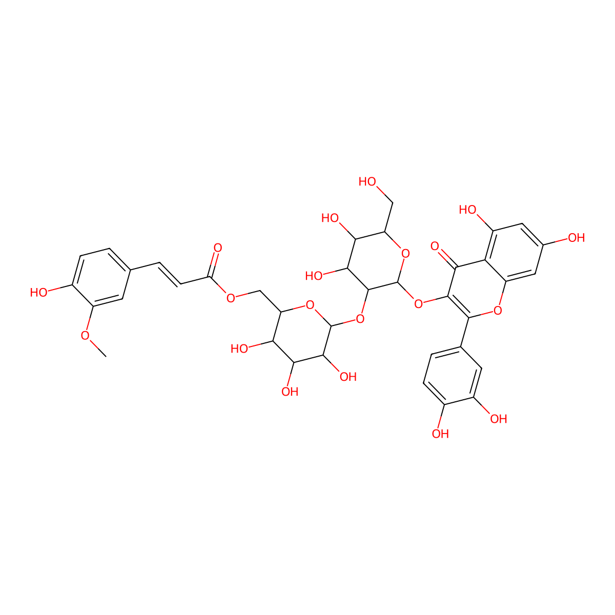 [6-[2-[2-(3,4-Dihydroxyphenyl)-5,7-dihydroxy-4-oxochromen-3-yl]oxy-4,5-dihydroxy-6-(hydroxymethyl)oxan-3-yl]oxy-3,4,5-trihydroxyoxan-2-yl]methyl 3-(4-hydroxy-3-methoxyphenyl)prop-2-enoate molecular structure, CAS 448948-20-7