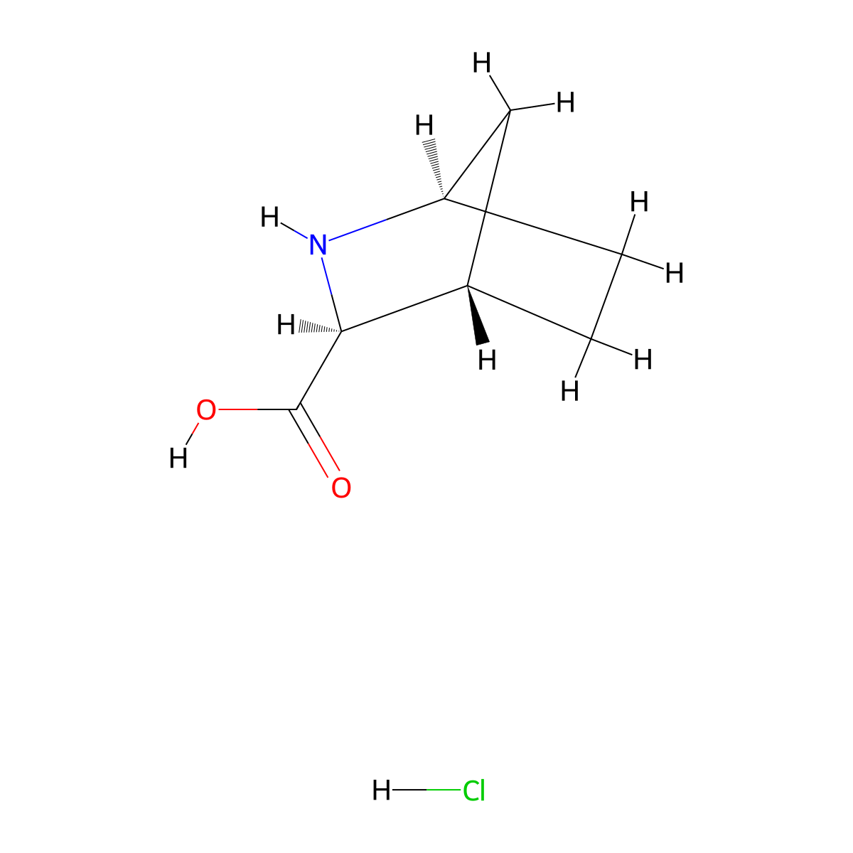 (1R,3S,4S)-2-azabicyclo[2.2.1]heptane-3-carboxylic acid hydrochloride molecular structure, CAS 448949-65-3