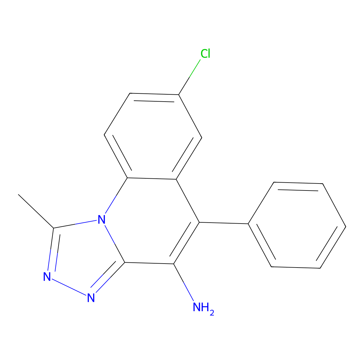 7-Chloro-1-methyl-5-phenyl(1,2,4)triazolo(4,3-a)quinolin-4-amine molecular structure, CAS 448950-89-8