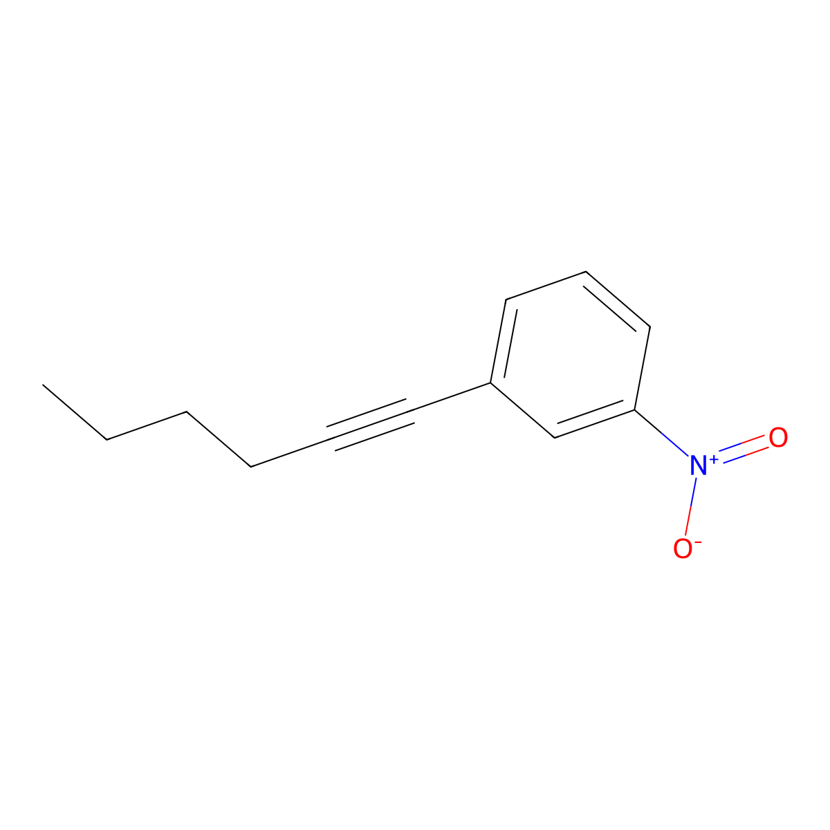 1-(Hex-1-yn-1-yl)-3-nitrobenzene molecular structure, CAS 448959-84-0