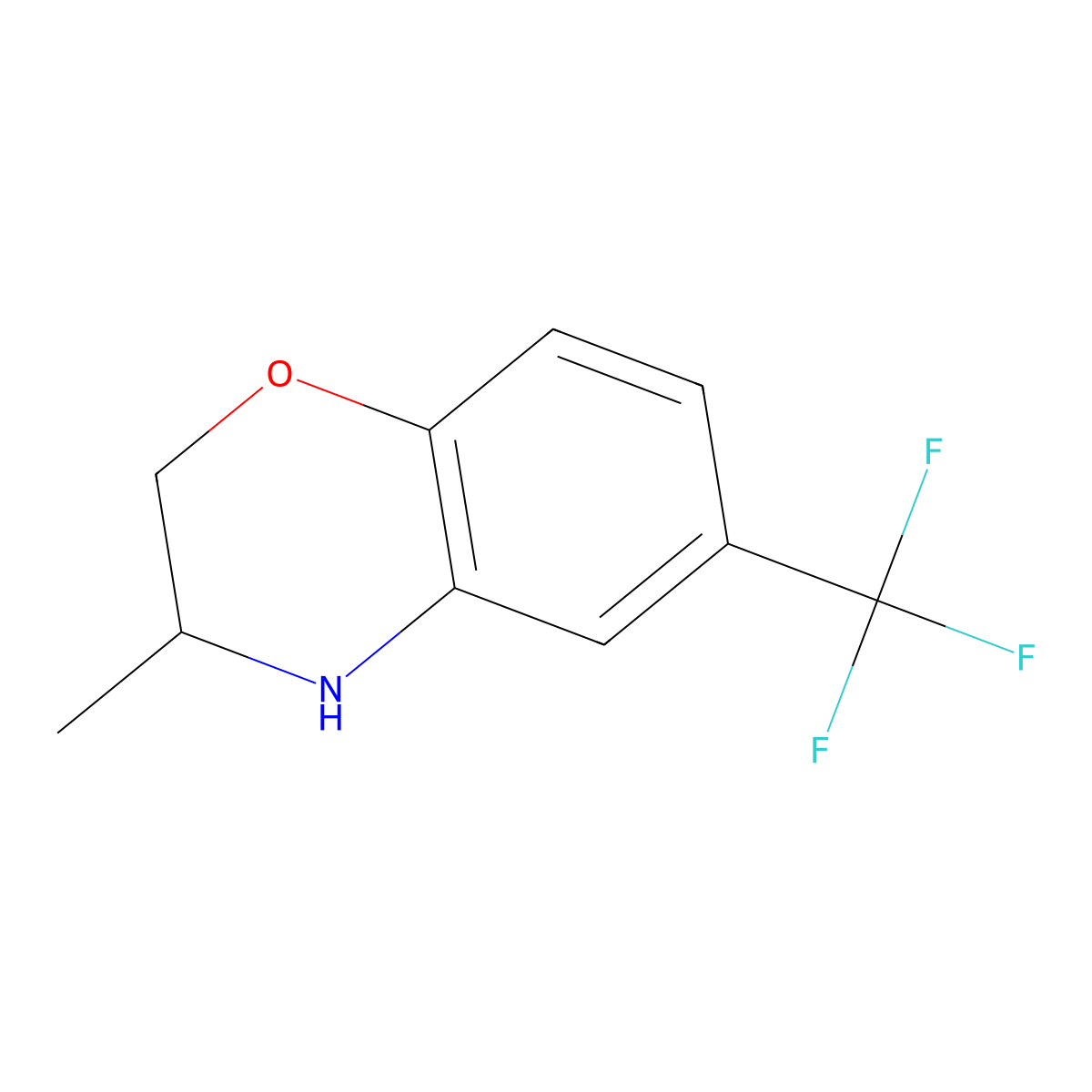 3-methyl-6-(trifluoromethyl)-3,4-dihydro-2H-benzo(b)(1,4)oxazine molecular structure, CAS 449-85-4