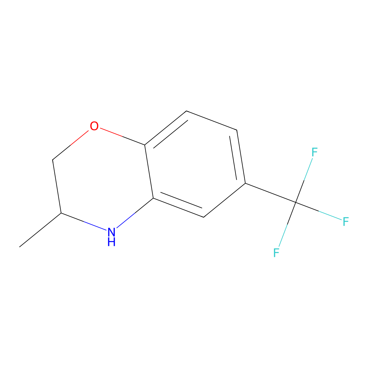 3-methyl-6-(trifluoromethyl)-3,4-dihydro-2H-benzo(b)(1,4)oxazine molecular structure, CAS 449-85-4