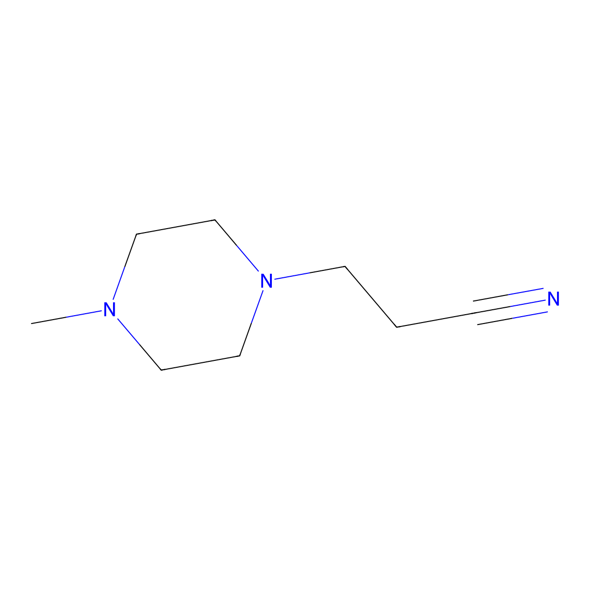 3-(4-Methylpiperazin-1-yl)propanenitrile molecular structure, CAS 4491-92-3