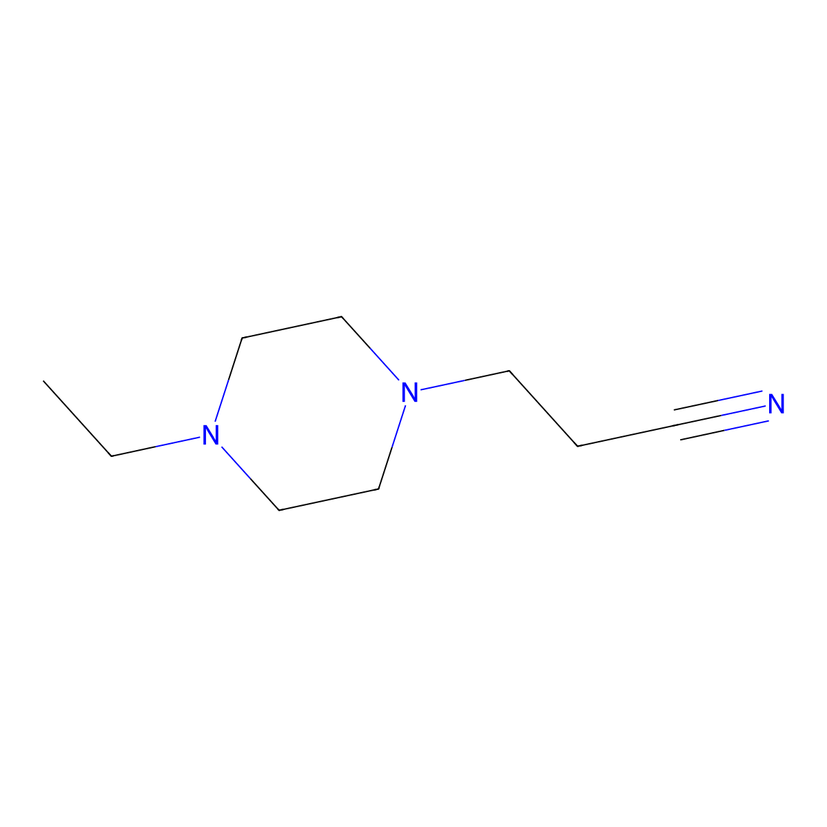 3-(4-Ethylpiperazin-1-yl)propanenitrile molecular structure, CAS 4491-93-4