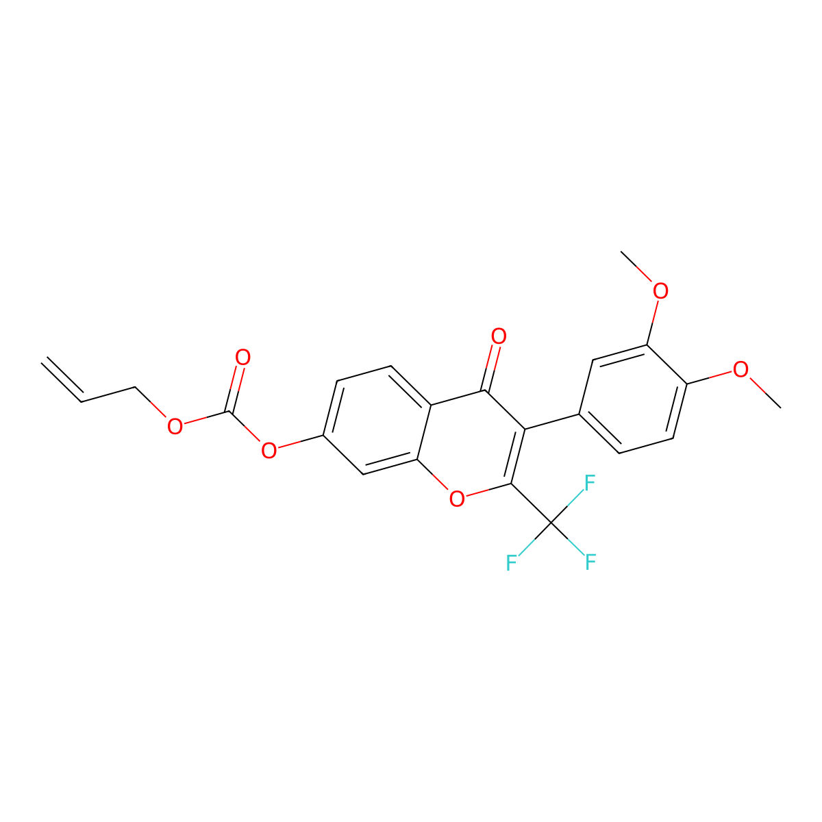 allyl 3-(3,4-dimethoxyphenyl)-4-oxo-2-(trifluoromethyl)-4H-chromen-7-yl carbonate molecular structure, CAS 449148-04-3
