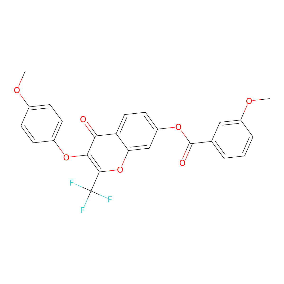 3-(4-methoxyphenoxy)-4-oxo-2-(trifluoromethyl)-4H-chromen-7-yl 3-methoxybenzoate molecular structure, CAS 449149-45-5