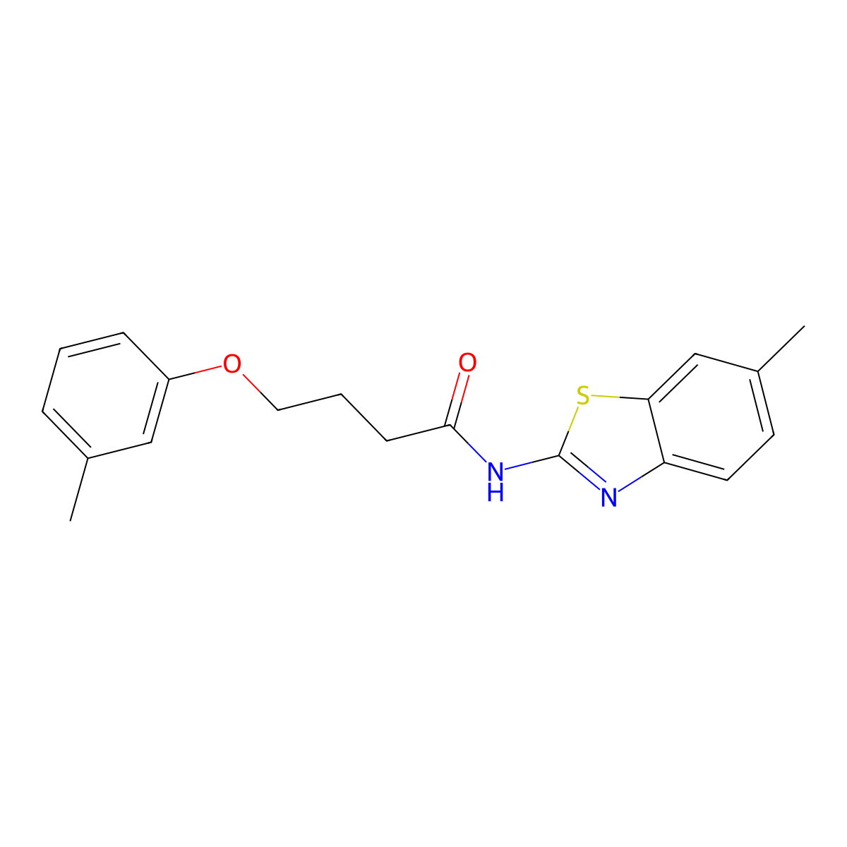 N-(6-methyl-1,3-benzothiazol-2-yl)-4-(3-methylphenoxy)butanamide molecular structure, CAS 449157-22-6