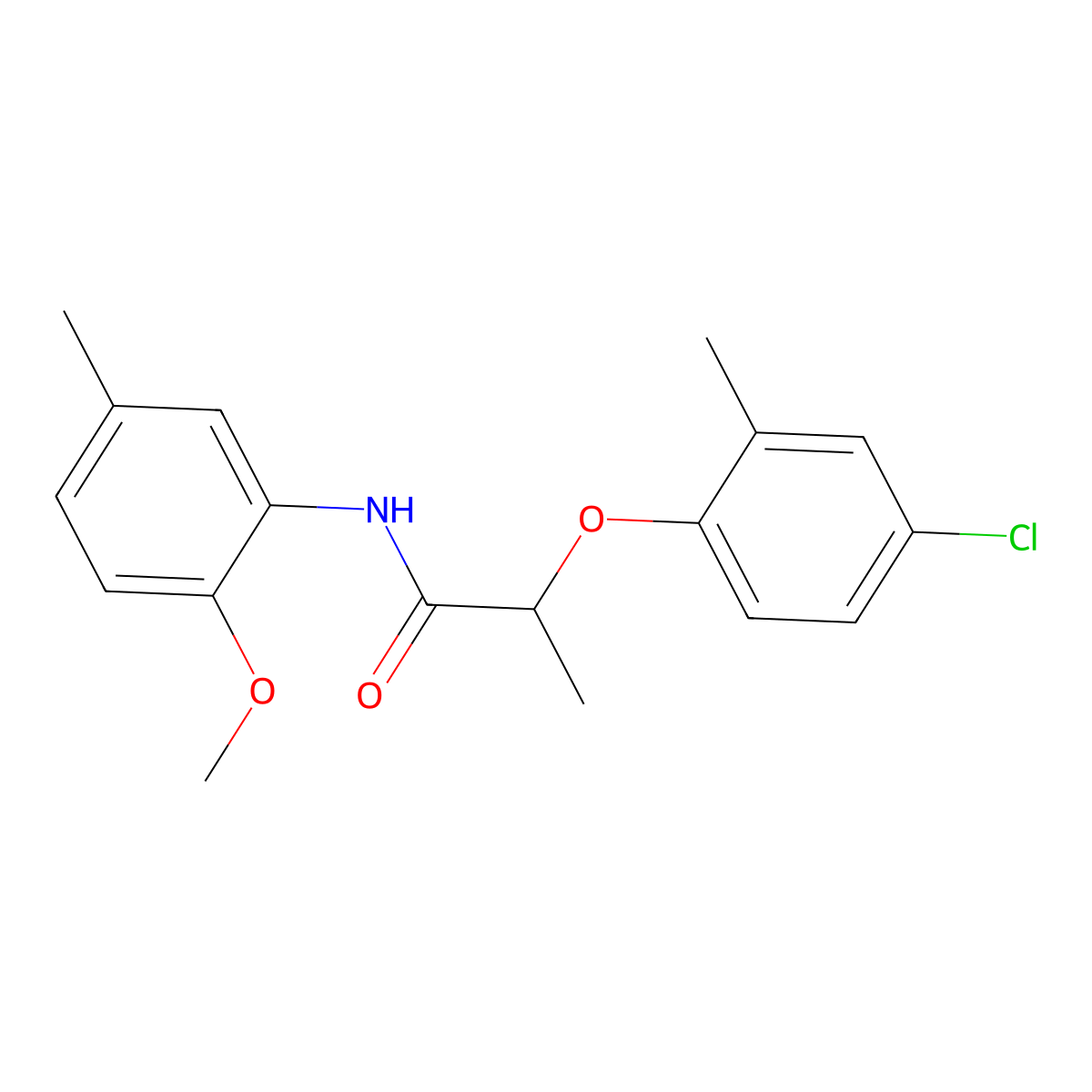 2-(4-chloro-2-methylphenoxy)-N-(2-methoxy-5-methylphenyl)propanamide molecular structure, CAS 449167-71-9