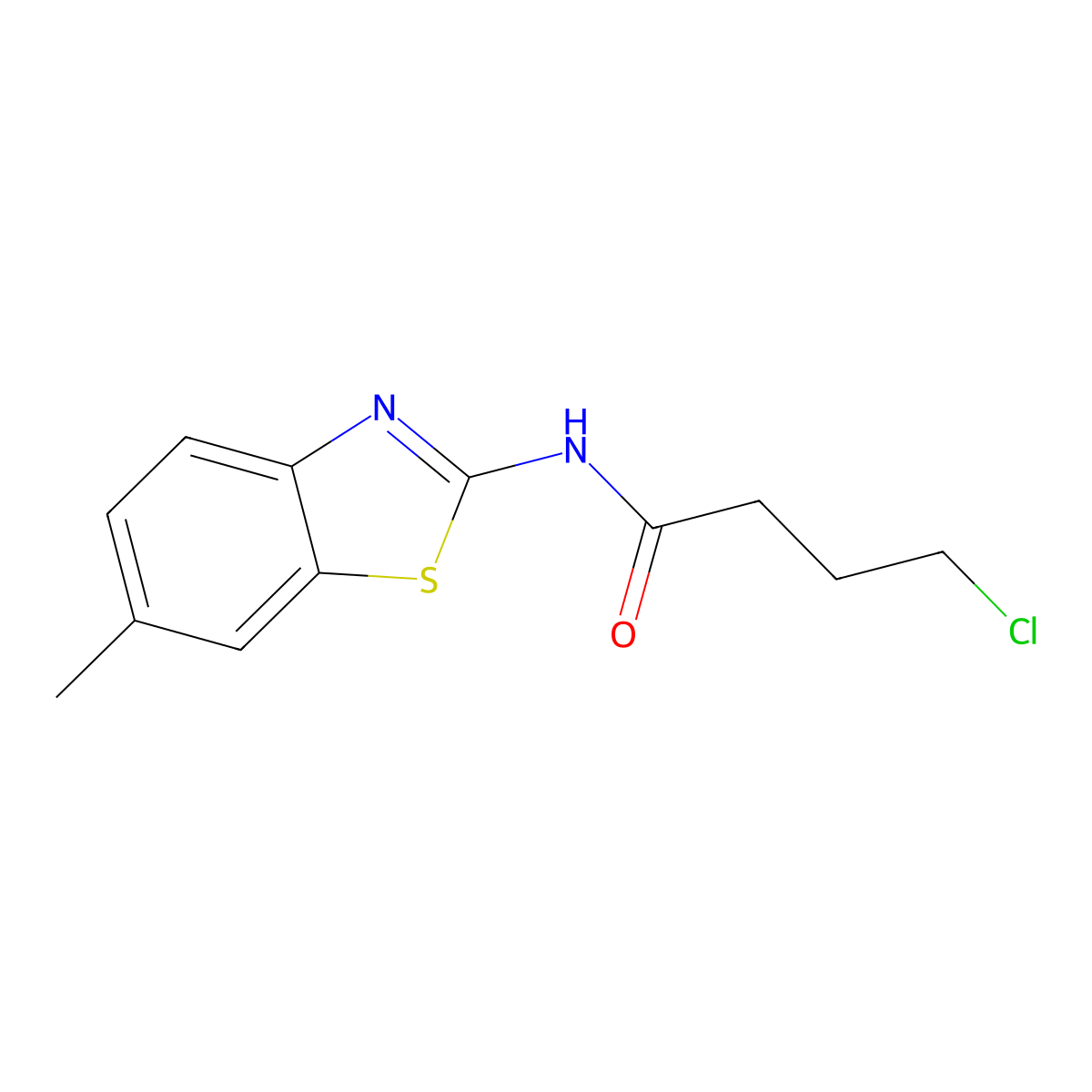 4-chloro-N-(6-methyl-1,3-benzothiazol-2-yl)butanamide molecular structure, CAS 449168-10-9
