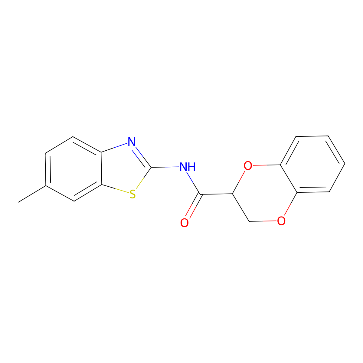 N-(6-methyl-1,3-benzothiazol-2-yl)-2,3-dihydro-1,4-benzodioxine-3-carboxamide molecular structure, CAS 449168-16-5