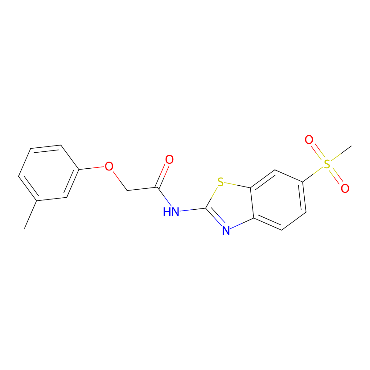 N-(6-methanesulfonyl-1,3-benzothiazol-2-yl)-2-(3-methylphenoxy)acetamide molecular structure, CAS 449168-81-4
