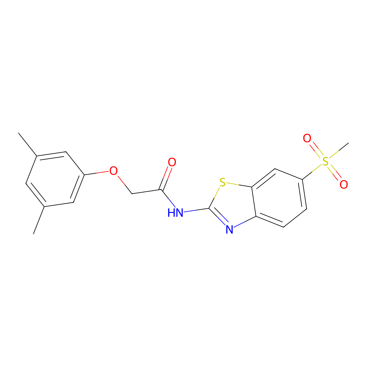 2-(3,5-dimethylphenoxy)-N-(6-methanesulfonyl-1,3-benzothiazol-2-yl)acetamide molecular structure, CAS 449168-91-6