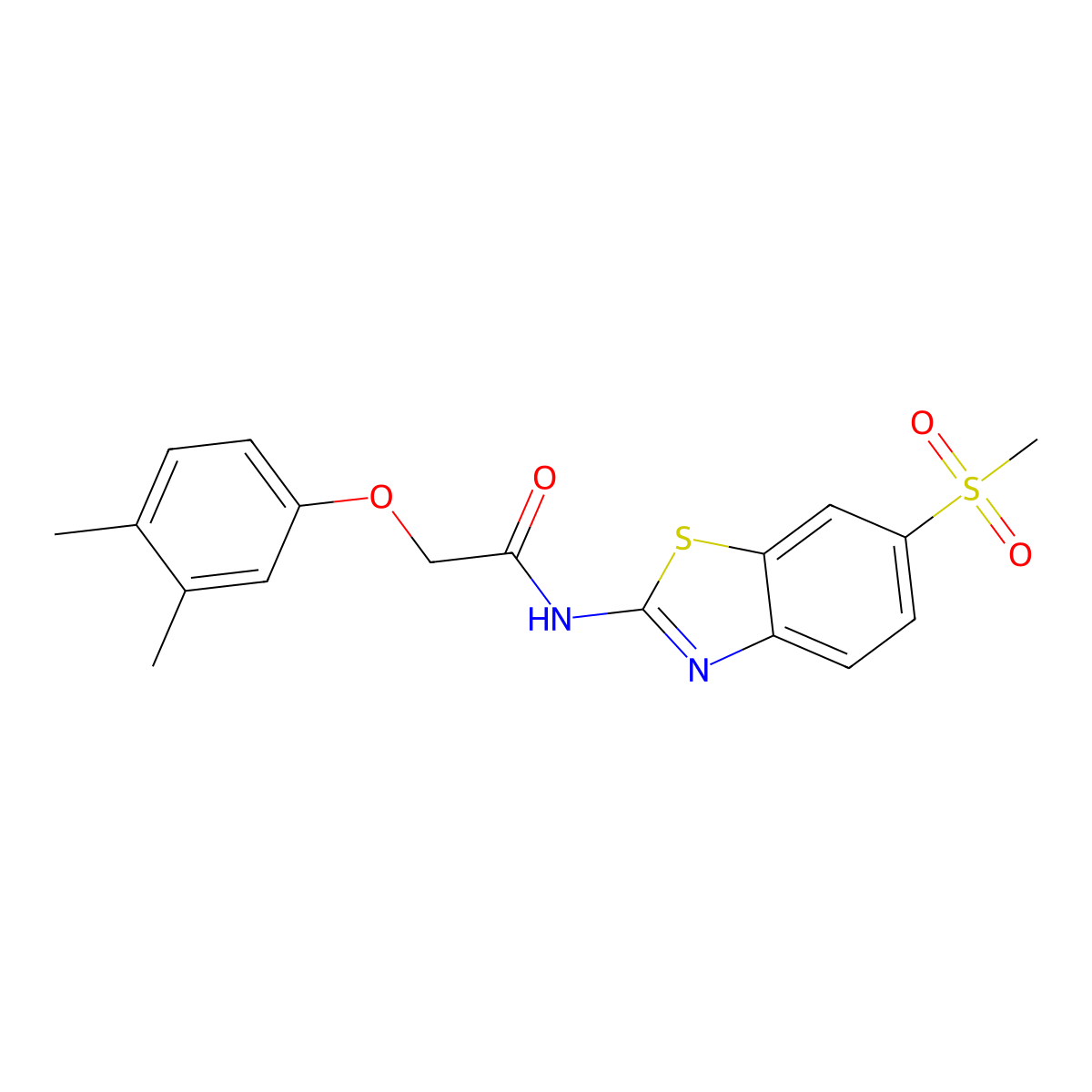 2-(3,4-dimethylphenoxy)-N-(6-methanesulfonyl-1,3-benzothiazol-2-yl)acetamide molecular structure, CAS 449168-92-7
