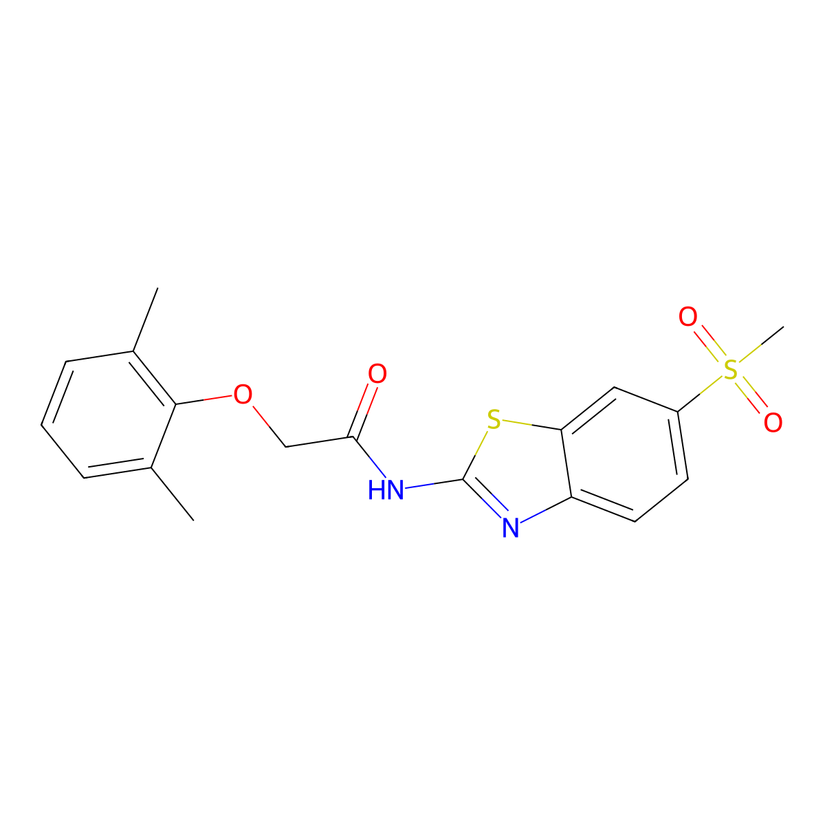 2-(2,6-dimethylphenoxy)-N-(6-methanesulfonyl-1,3-benzothiazol-2-yl)acetamide molecular structure, CAS 449169-02-2