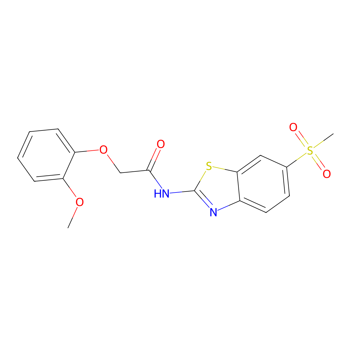 N-(6-methanesulfonyl-1,3-benzothiazol-2-yl)-2-(2-methoxyphenoxy)acetamide molecular structure, CAS 449169-04-4
