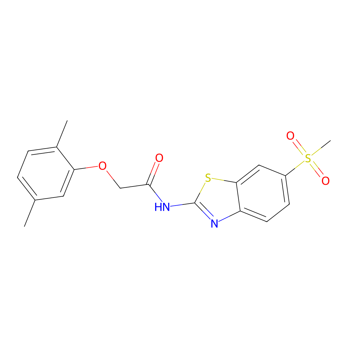 2-(2,5-dimethylphenoxy)-N-[6-(methylsulfonyl)benzothiazol-2-yl]acetamide molecular structure, CAS 449169-14-6