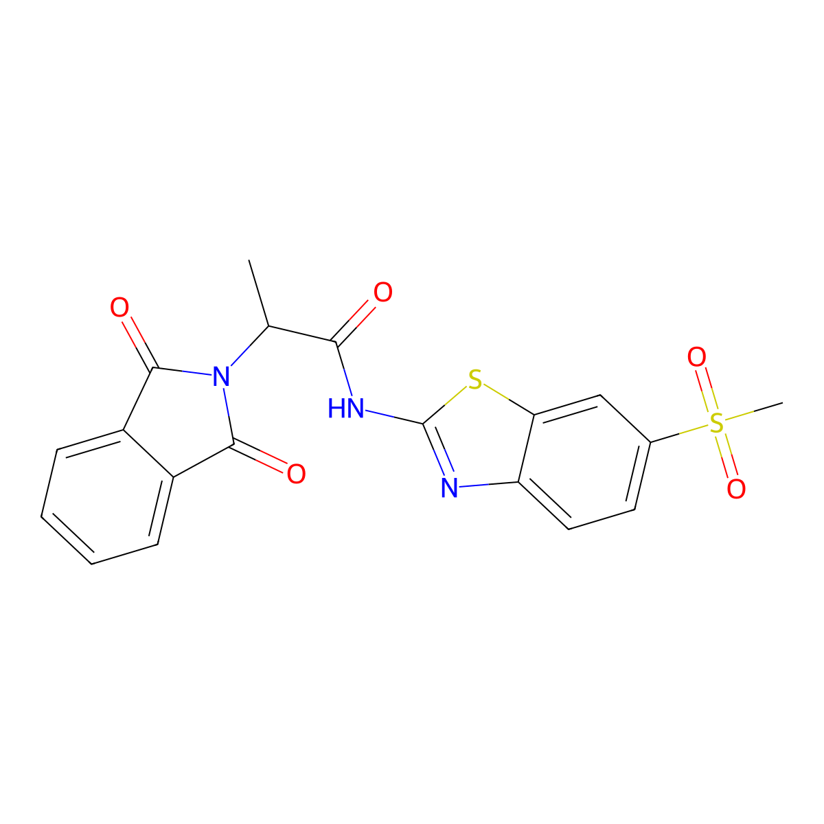 2-(1,3-dioxo-2,3-dihydro-1H-isoindol-2-yl)-N-(6-methanesulfonyl-1,3-benzothiazol-2-yl)propanamide molecular structure, CAS 449169-26-0