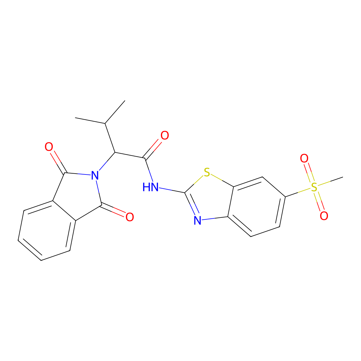 2-(1,3-dioxo-1,3-dihydro-2H-isoindol-2-yl)-3-methyl-N-[6-(methylsulfonyl)-1,3-benzothiazol-2-yl]butanamide molecular structure, CAS 449169-27-1