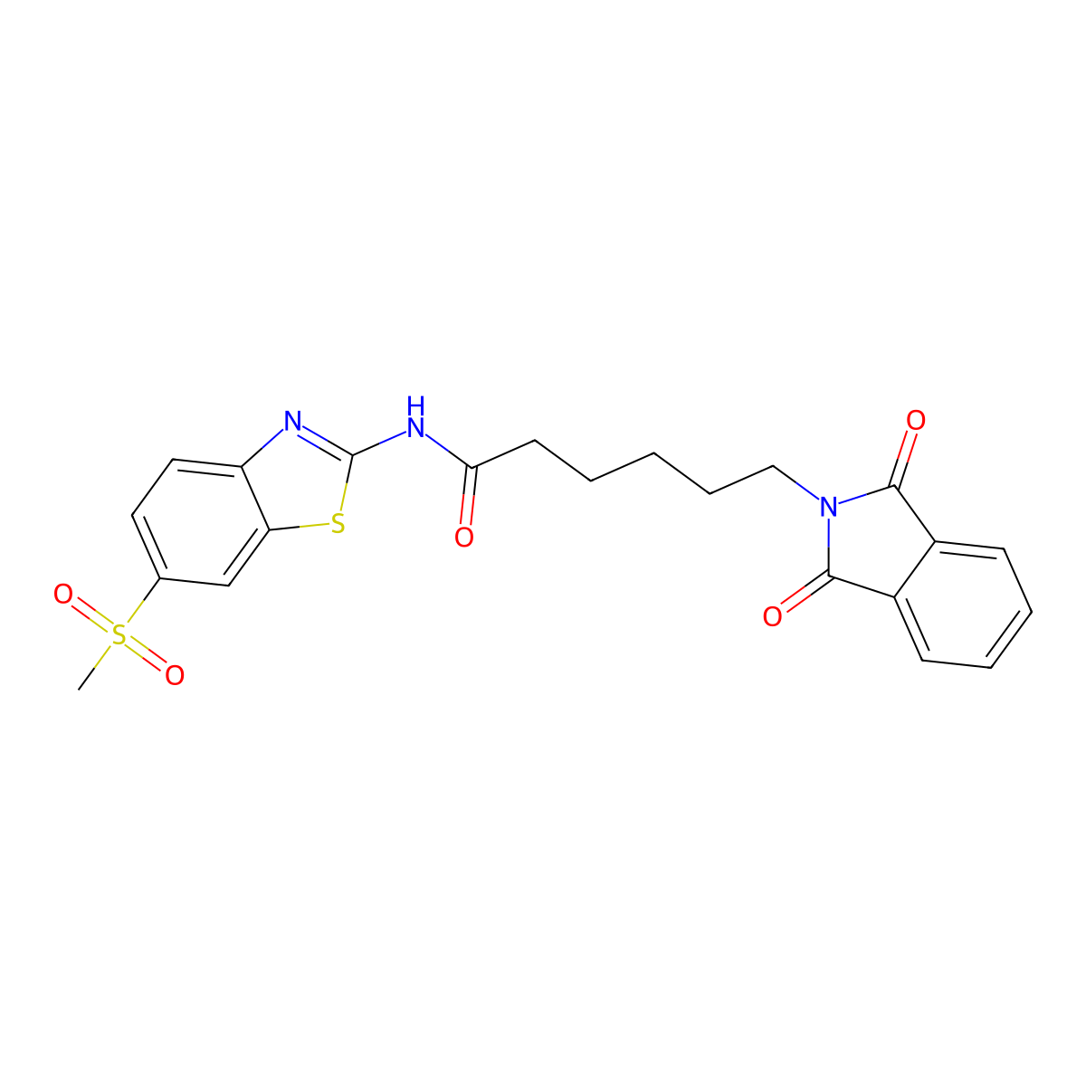 6-(1,3-dioxo-1,3-dihydro-2H-isoindol-2-yl)-N-[6-(methylsulfonyl)-1,3-benzothiazol-2-yl]hexanamide molecular structure, CAS 449169-30-6